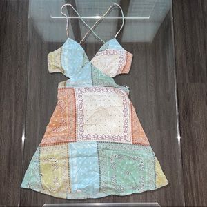 Fashion Nova Paisley Print V Neck Mini Dress Sz XS Spring Dress